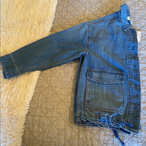 Denim Drawstring Military Shirt Jacket in Glenmar Wash - Picture 9 of 12